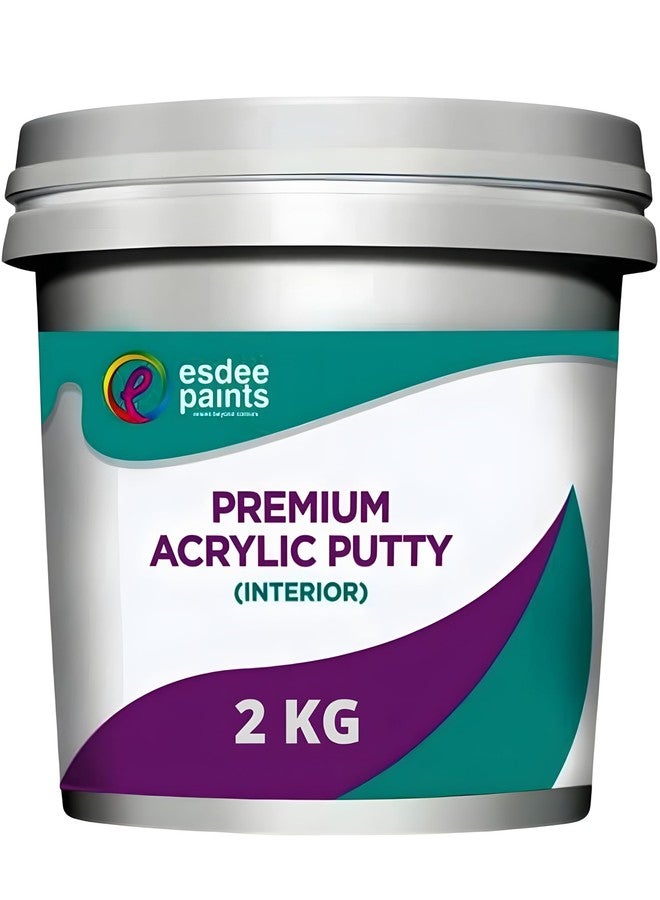 esdee paints معجون أكريليك مرن جاهز للاستخدام من إسدي بينتس، مناسب للجدران الداخلية، يتميز بقوة التصاق ممتازة ولمسة نهائية ناعمة، سهل الاستخدام لجدران المنازل والمكاتب، تغطية عالية، مثالي للشقوق والثقوب (2 كجم) - Image 1
